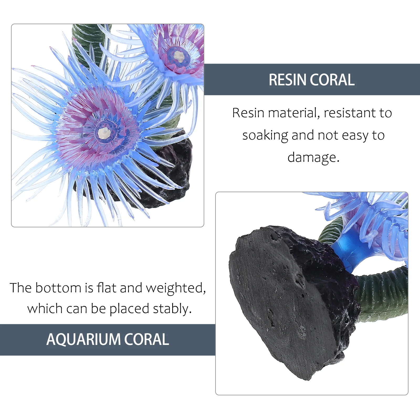 

1Pcs Resin Coral Sculpture Imitation Aquarium Fish Tank Decoration Natural Look Stable Flat Base Artificial Coral Ornament