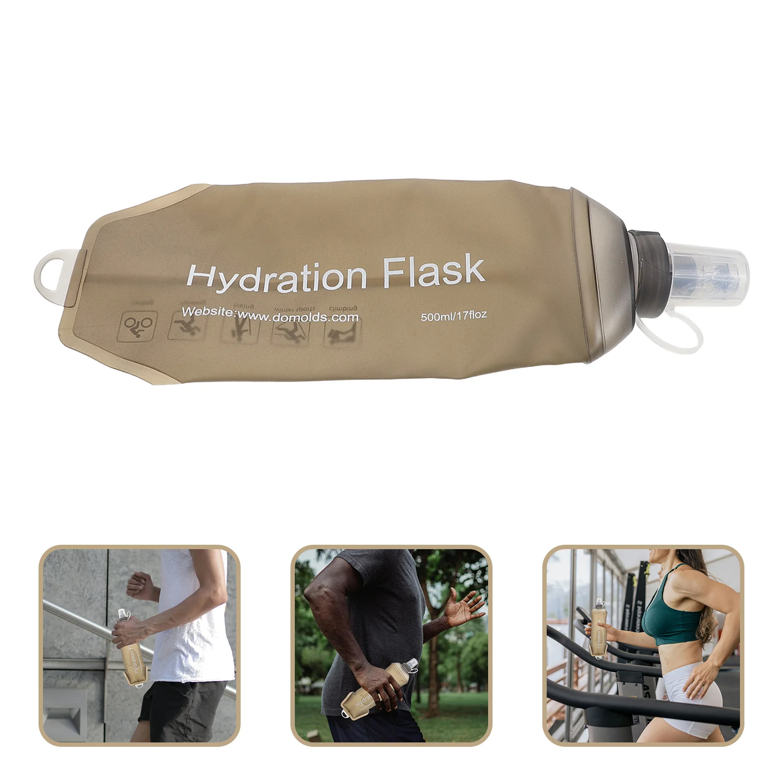 

500Ml Portable Running Water Bottle Handheld Foldable Tpu Flask for Cycling Trekking Gym Lightweight Space Saving Reusable