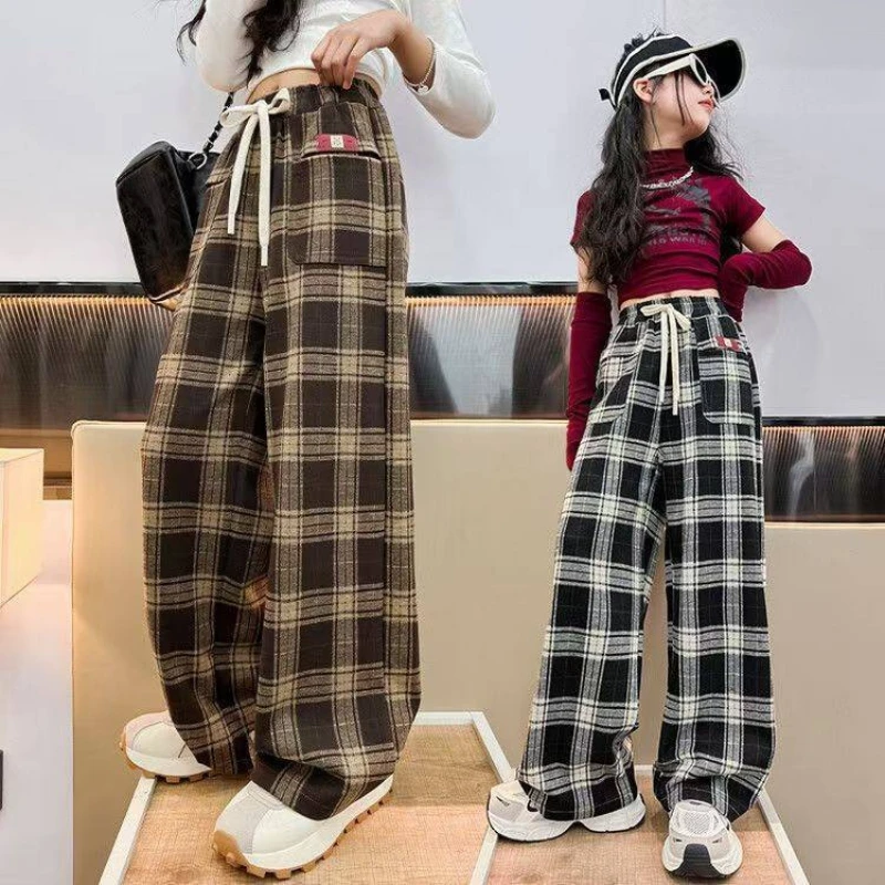 Girls Fleece Lined Pants Winter Thick Warm Wide Leg Casual Trousers Kids Fashion Long Bottoms 6