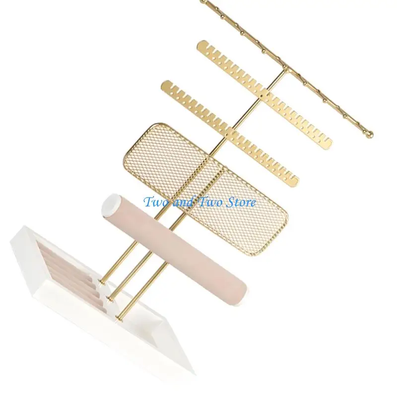 HX6F Space Saving Multilayer Jewelry Stand Storage Holder for Compact Storage of Various Accessories Including Necklaces