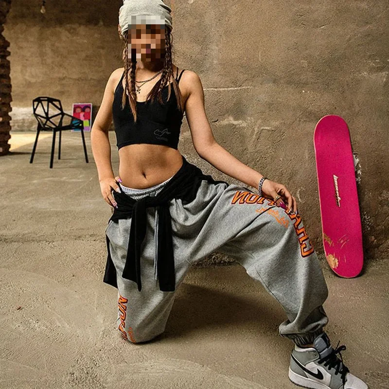 High-Waisted Loose-Fit Spicy Girl Style Jazz Dance Hip Hop Trendy Sport Pants From China Big Size AE Stock Available