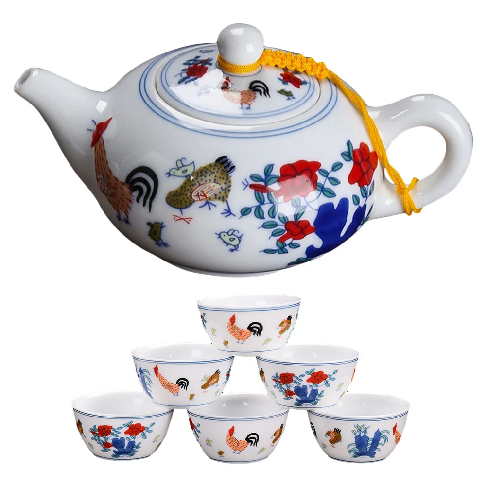 

1Set Ceramic Tea Pot Loose Leaf Brewing Kettle Teapot Large Capacity Comfortable Handle with Teacups Ceramic Teacups