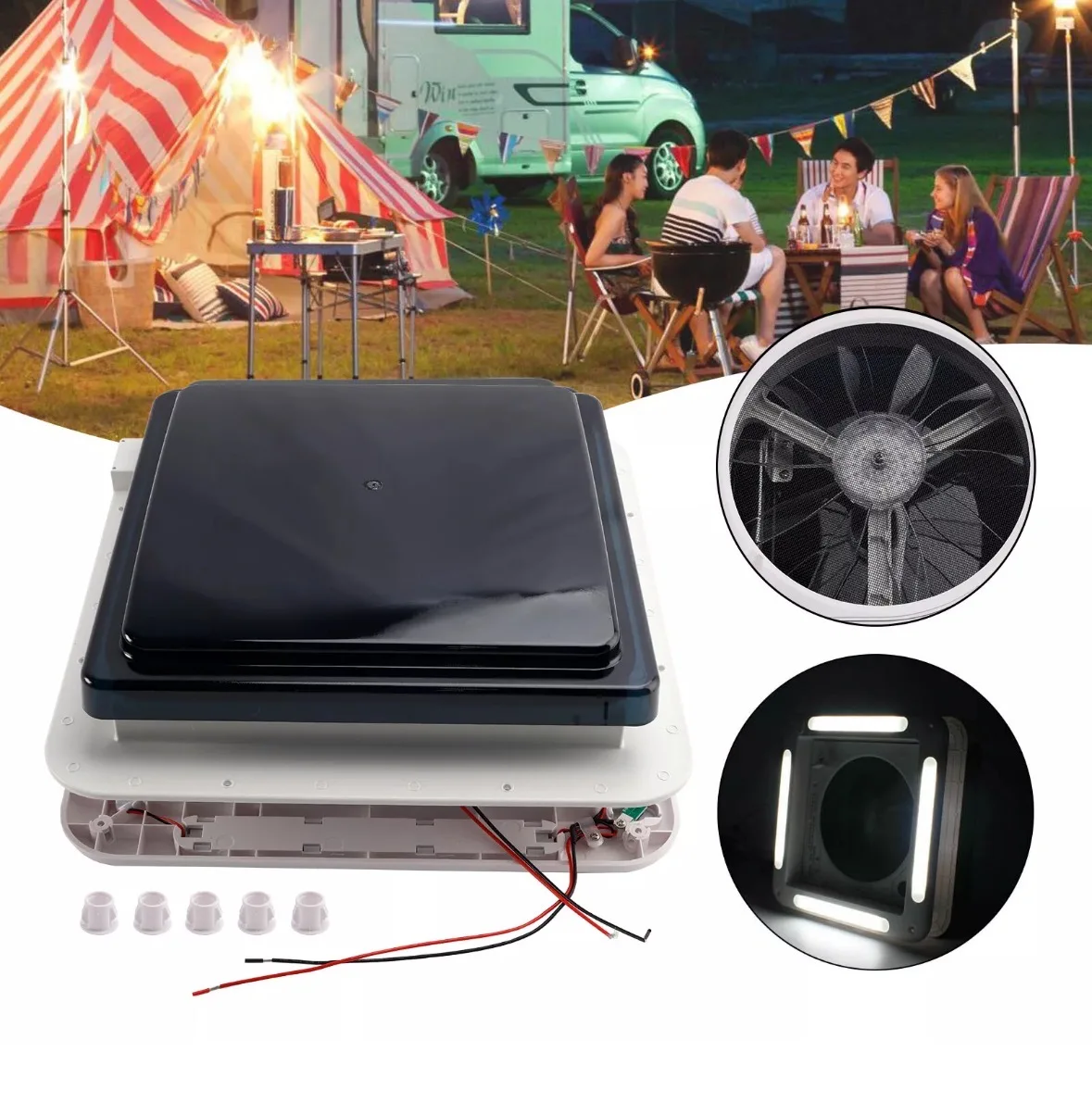 Camper Trailer Motor RV Car Accessory Silence And Noise Reduction RV Ventilation Fan 280*280