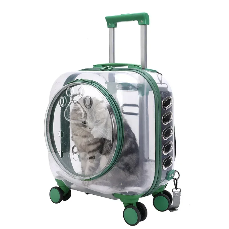 New travel pet trolley case transparent shoulder pet bag go out portable multi-purpose pet airline case  dog carrier