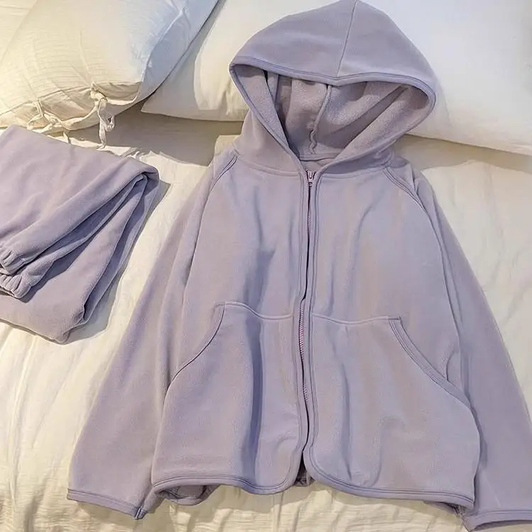 

Комплект домашней одежды больших размеров из кораллового флиса с капюшоном, утепленный, повседневный, комфортный, зимняя пижама для женщин больших размеров