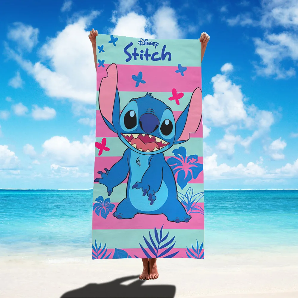 MINISO Stitch Cartoon Bath Towel Anime Figures  Kawaii Kids Beach Towel Summer Swim Shower Washcaloth Bathroom Supplies