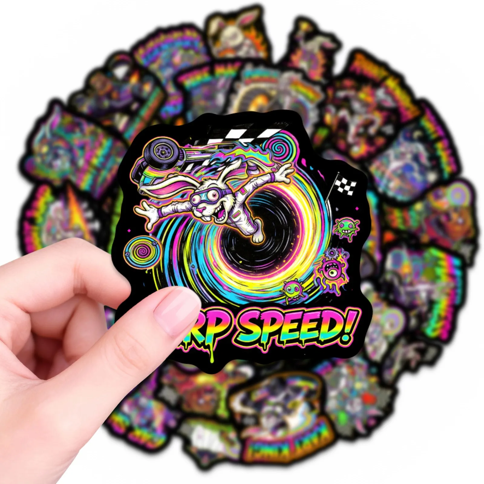 50 Pcs Cyberpunk Street Doodle Stickers Decorate Suitcase Helmet Skate Car Bicycle Phone Laptop Cool Waterproof Decals