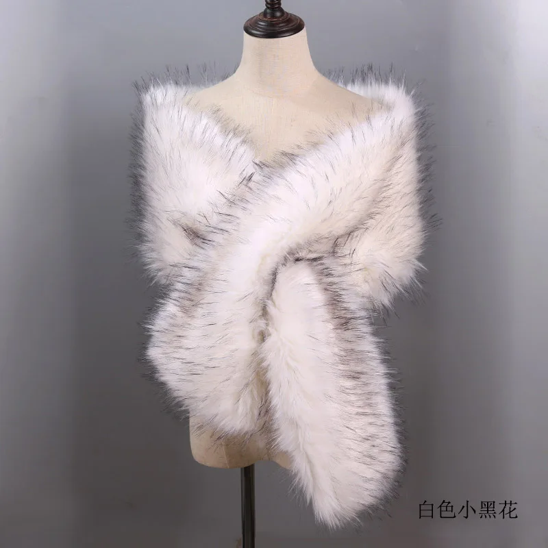 European Versatile Imitation Mink Fox Fur Big Shawl Female Stage Evening Dress Film Tv Same Cheongsam Long Scarf