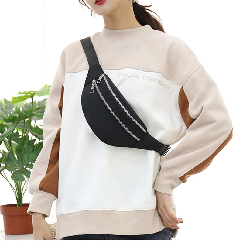 Waist Bag Women Fanny Pack Oxford Female Hip Bum Bag Men Banana Bag Women`s Belt Pocket Ladies Belly Money Pouch Fashion Purse