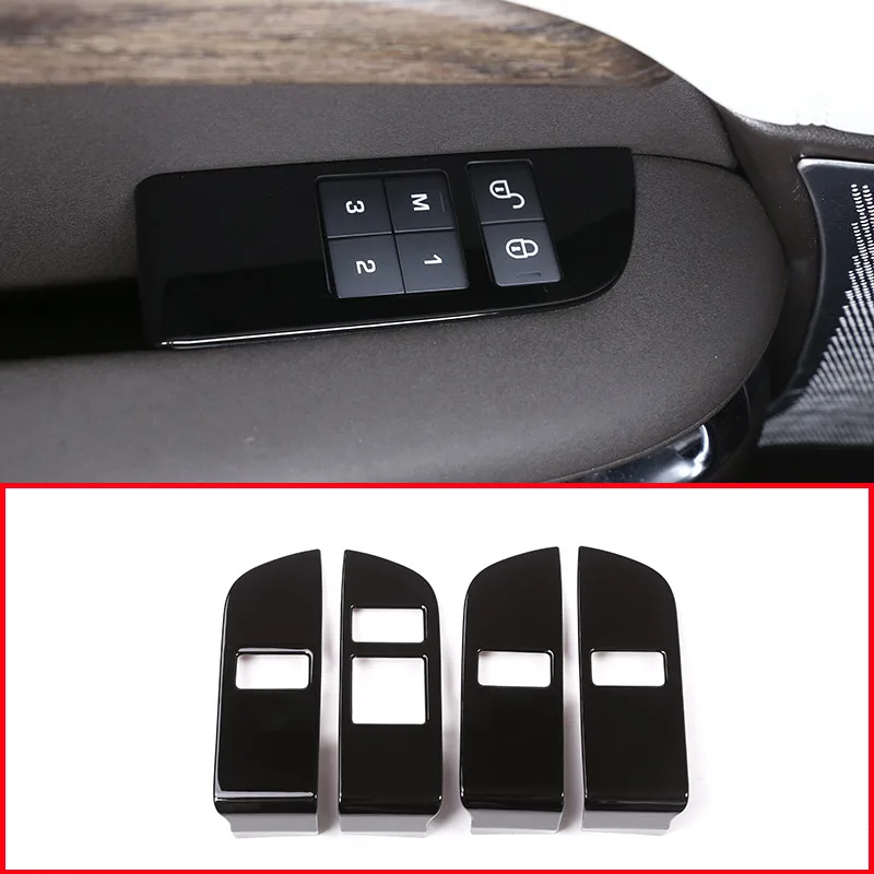 4pcs Glossy Black ABS Chrome Car Child Safety Door Lock Switch Panel Cover Trim For Land Rover Discovery 5 LR5 L462 2017 2018