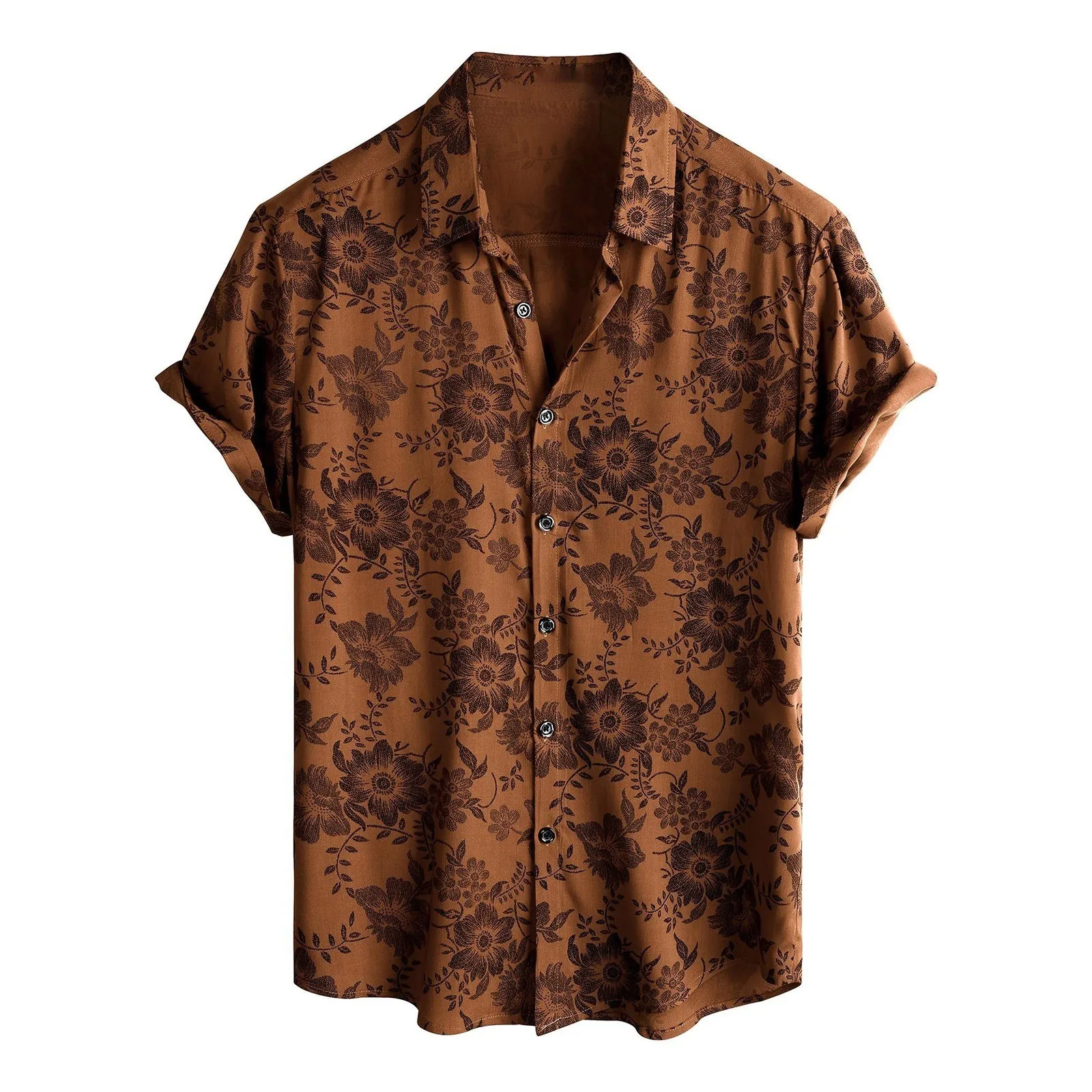 2026 Retro Flower 3D Digital Printed Men's Short Sleeved Shirt Beach Collar Casual Versatile Mens Daily Business Fashion Top