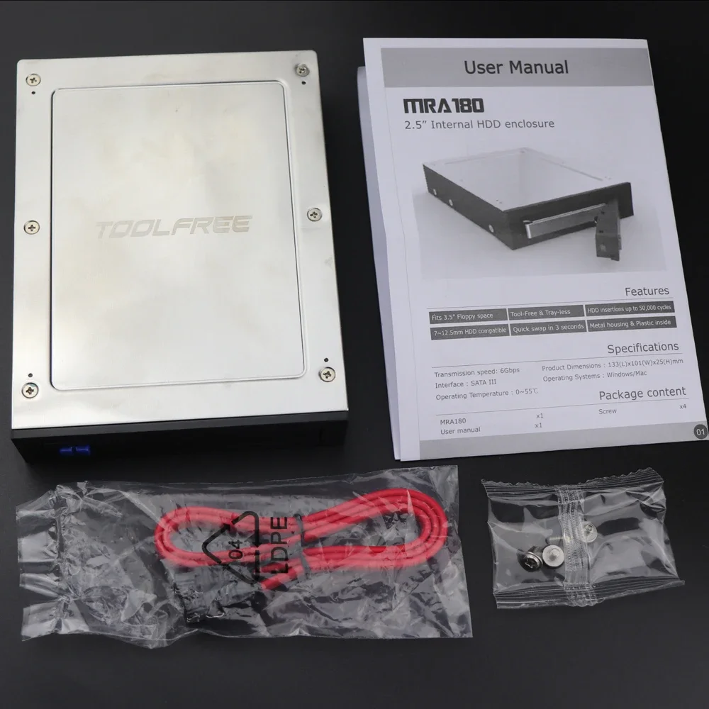 Conversor de rack ultrafino de 2,5 polegadas HDD/SSD para 3,5 polegadas SATA III 6 Gbps, armazenamento de mesa sem rack de ferramentas