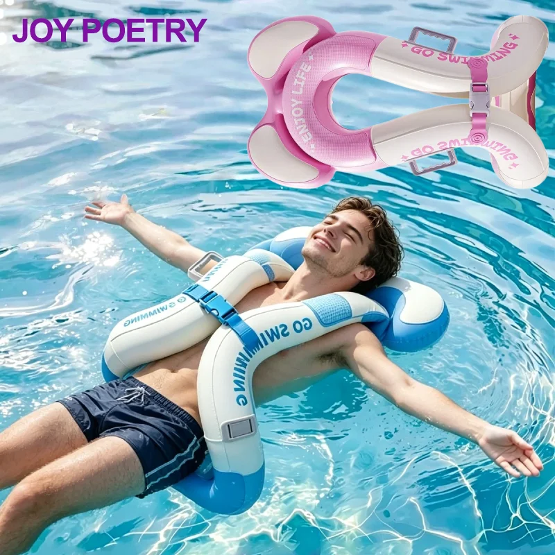 Double Handle Inflatable Swim Float Vest With Adjustable Safety Buckle Underarm Floaties Hands Free Swimming Pool Safety Learnin