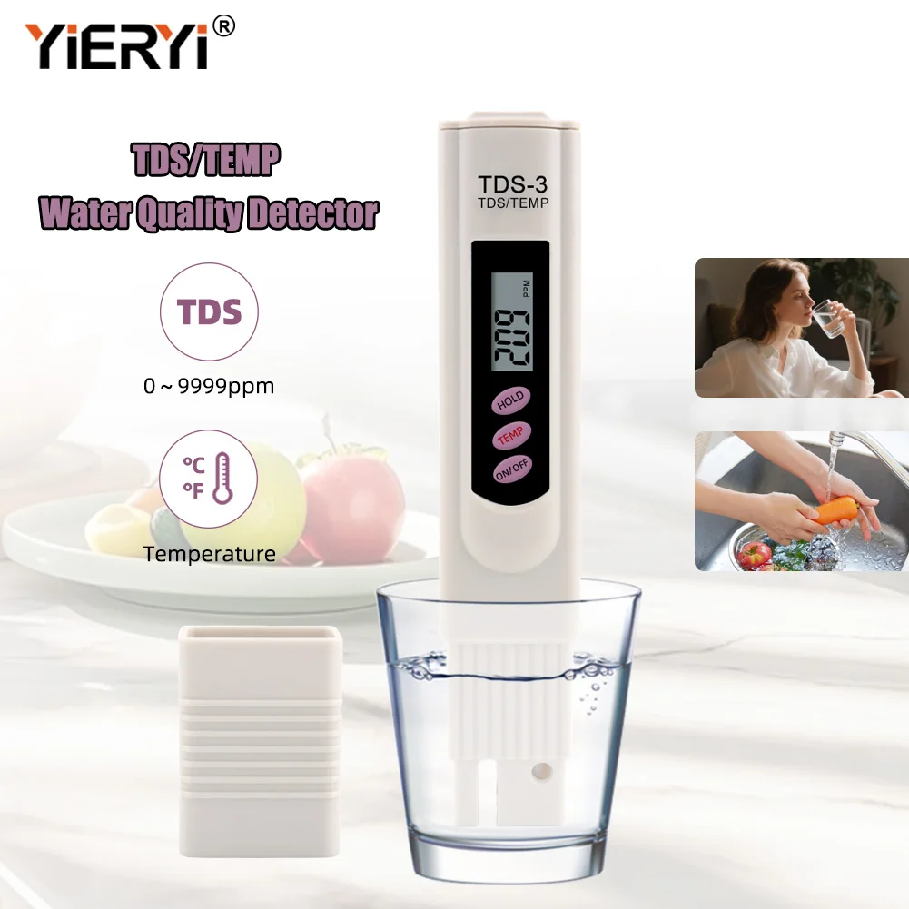 100Pcs/Lots New LCD Digital TDS Meter  TDS-3  Water Quality Purity Tester Pen Filter Temp PPM Aquarium Products Arrive