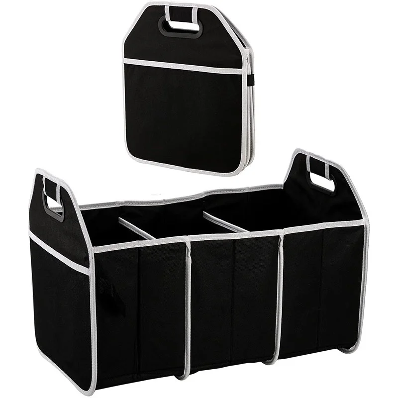 Car Trunk Storage Box Extra Large Collapsible Organizer With 3 Compartments Home Car Seat Organizer Car Accessories Interior