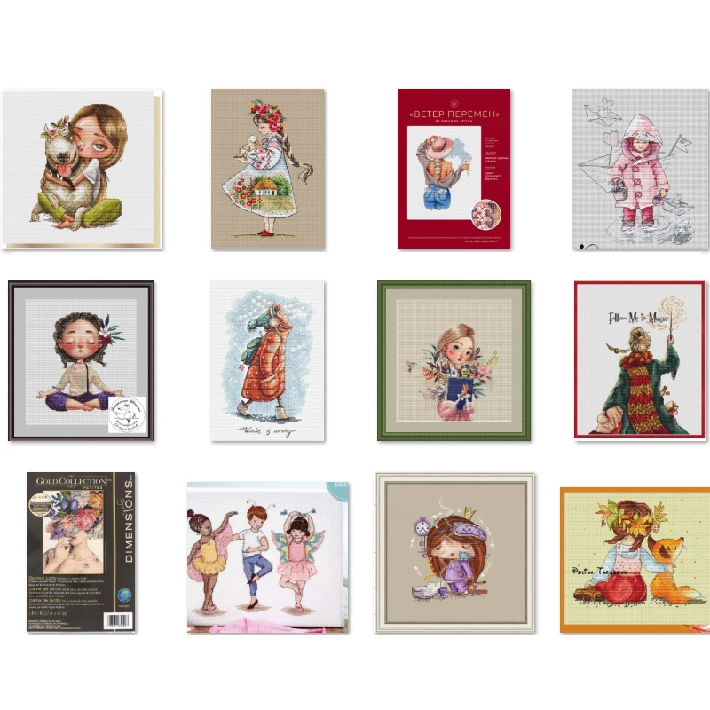 Набор для вышивки крестиком, Набор для вышивки крестиком 14CT, 18CT, 25CT, для творчества, девушек, ходячих по снегу