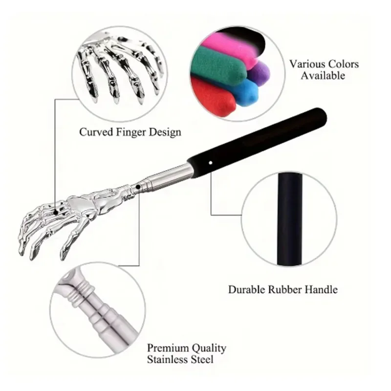 1/2pcs Compact Telescopic Back Massager – Portable Extendable Stainless Steel, Ideal Birthday Gift & Christmas Stocking
