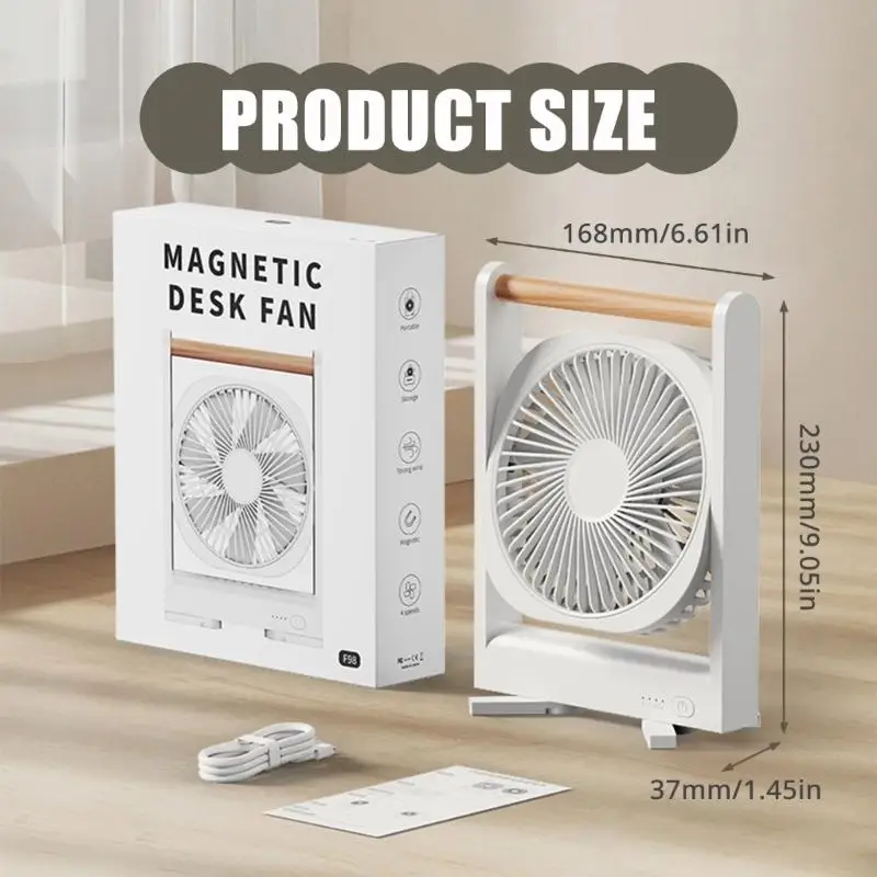 Rechargeable Desktop Fan Quiet Fan with Adjustable 4 Speed and Base Suitable for Indoor Office or Home Use