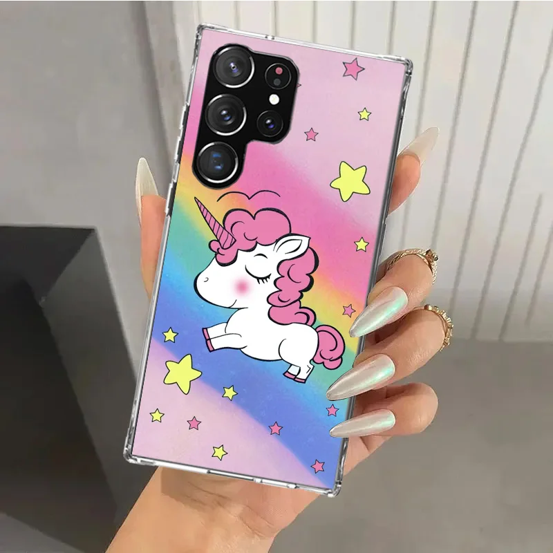 Pink Unicorn Rainbow Phone Case for Samsung Galaxy Note 20 Ultra 10 Plus 9 8 M12 M21 M30S M51 M52 J4 J6 + J8 Funda Print Shell