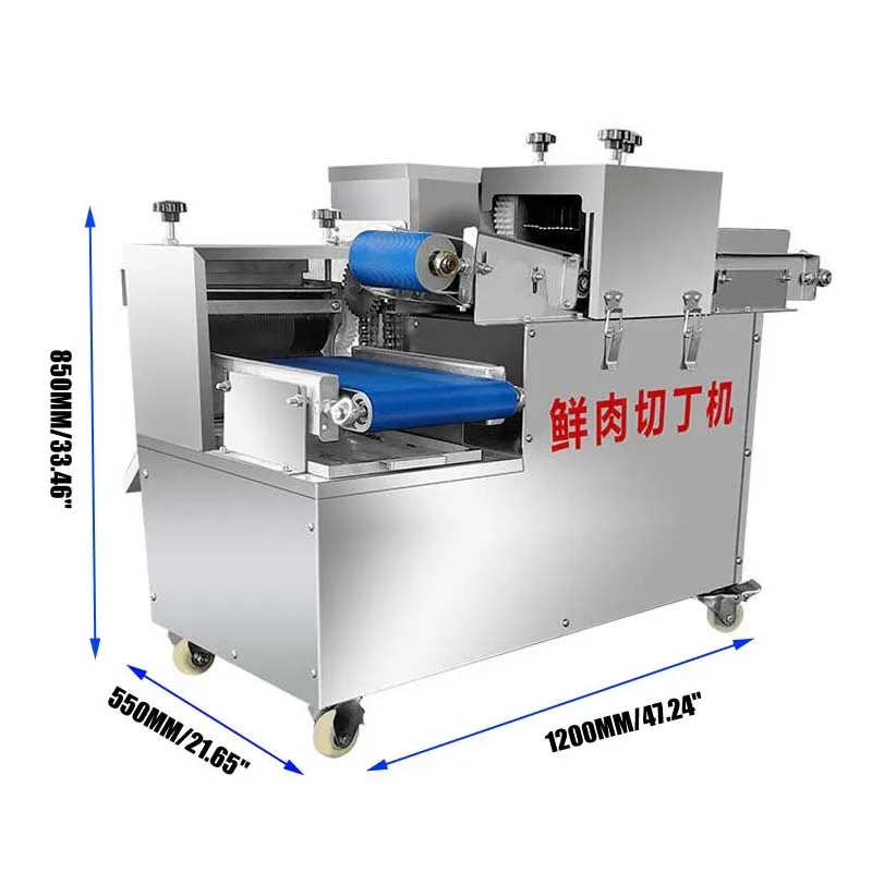 Pork Belly Dicing Machine Large Commercial Stainless Steel Meat Processing Equipment Double Motor Meat Cutting Machine