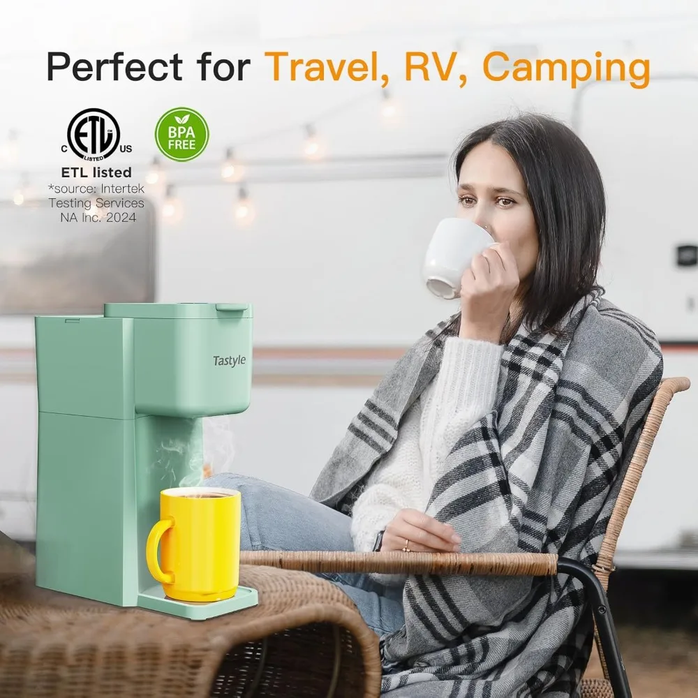 ماكينة صنع القهوة الساخنة والمثلجة الصغيرة، للاستخدام الفردي، لكوب K والمطحونة، مقاسات المشروب من 6 إلى 14 أونصة، مع كتاب الوصفات، للمنزل والنعناع