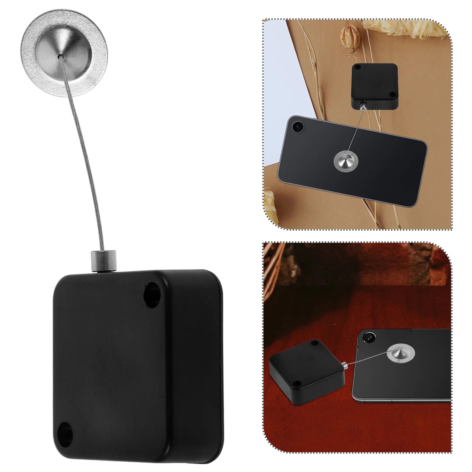 

Black TheftProof Retractable AntiLost Wire Case Merchandise Security Cable Lock Plastic Hardware Container Telescopic Hasps