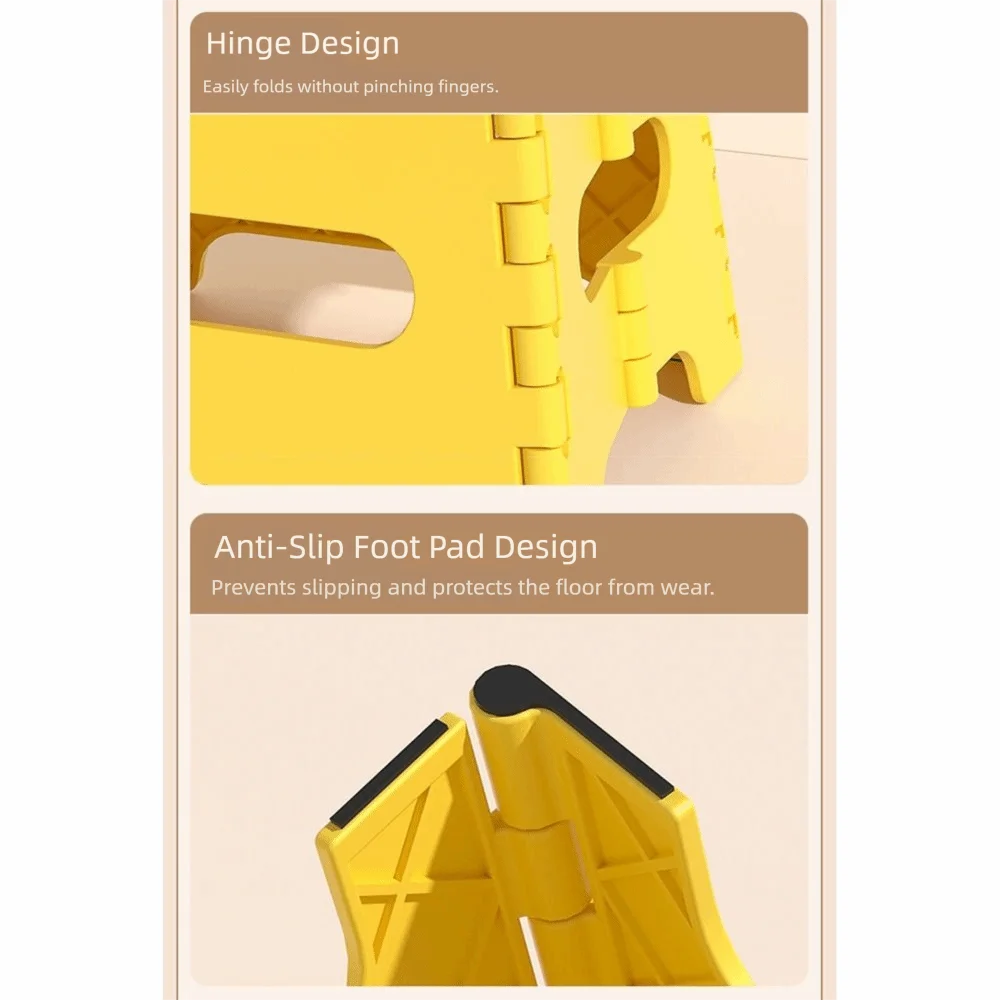 Compact Thickened Folding Stool Sturdy Non-Slip Step Stool Safety Locks Portable Low Chair Indoor