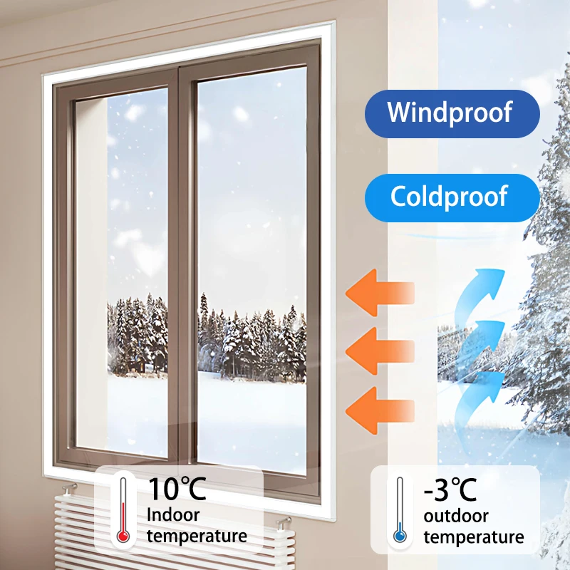 1pc EVA Thermal Window Curtain – Windproof, Noise-Reducing & Warm Design, Easy Hook & Loop Installation & Removal, Perfect