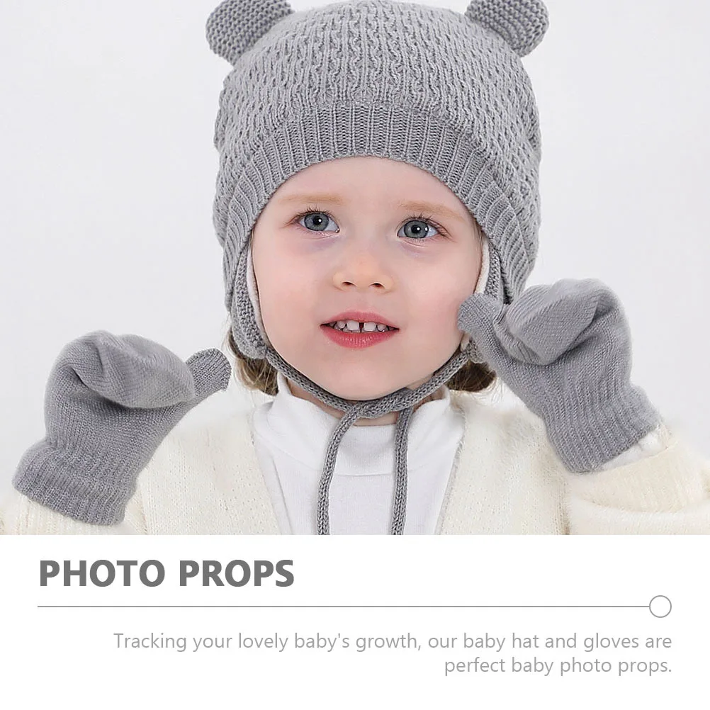 1 مجموعة الشتاء متماسكة قبعة قفازات الدفء قبعة صغيرة محبوكة مجموعة يندبروف الكرتون في الهواء الطلق قبعة قبعة كروشيه إمدادات الشتاء