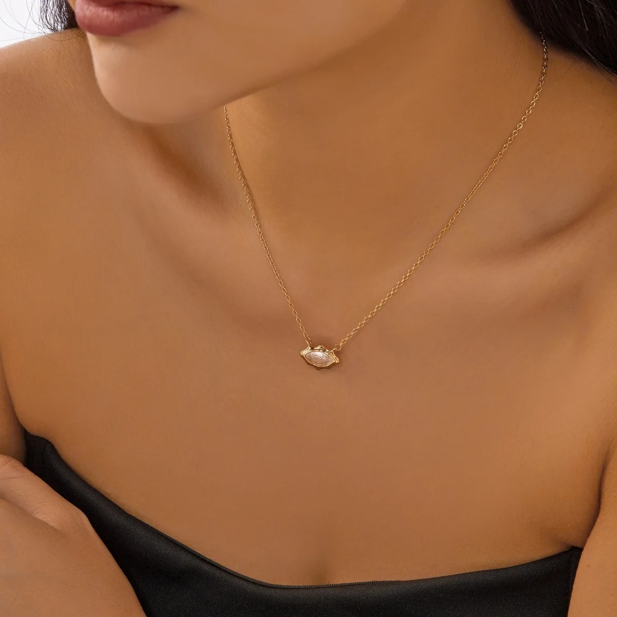 Doppelschichtige Strass-Geometrische Sonnenanhänger-Halskette in Y-Form für Frauen, Eleganter Rhombischer Sonnenblumen-Choker, Partyschmuck – Detail 20
