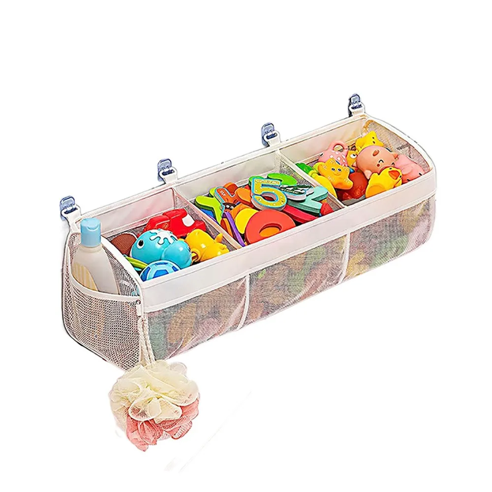 Large Openings Bathroom Storage Bag 3 Compartment Quickly Dry Bath Organizer Breathable Large Capacity Mesh Hammocks