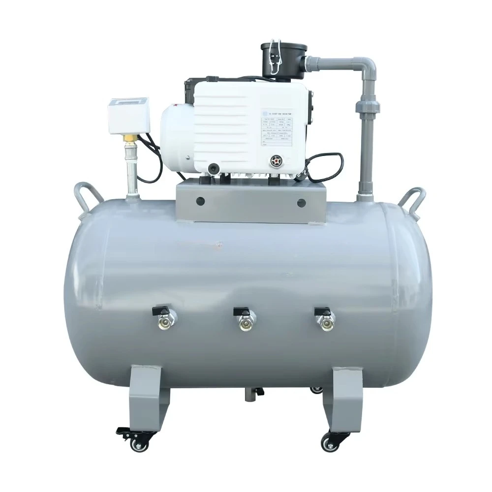 

25m3/h -100KPa 220V 750W Rotary Vane Vacuum Pump Set Air Compressor Pump Head With 100L Air Storage Tank