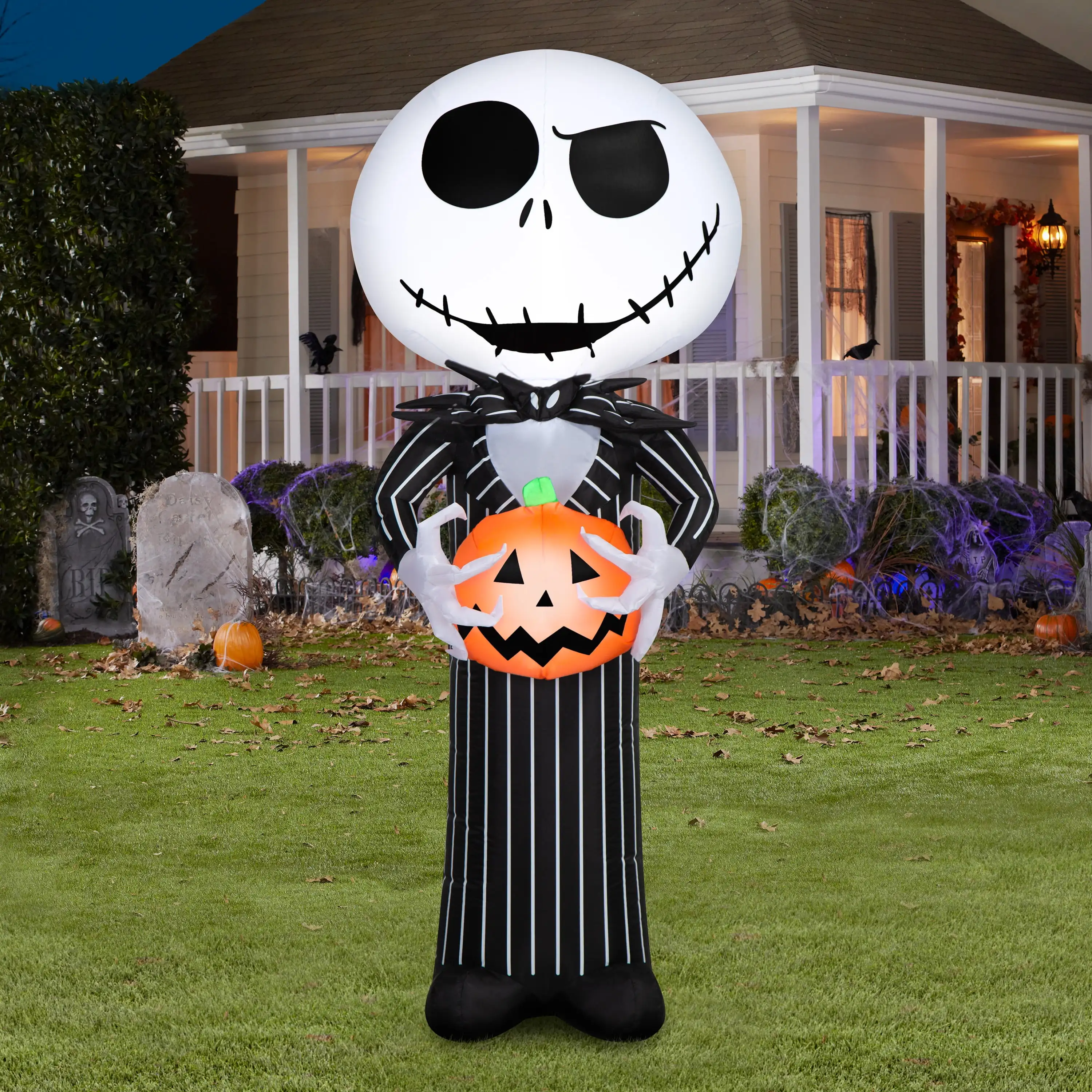 巨大な59.84インチのインフレータブルスカルパンプキン、屋外ハロウィーン用、25.59x22.44インチのジャック・オー・ランタンヤードデコレーション、LEDライト付き