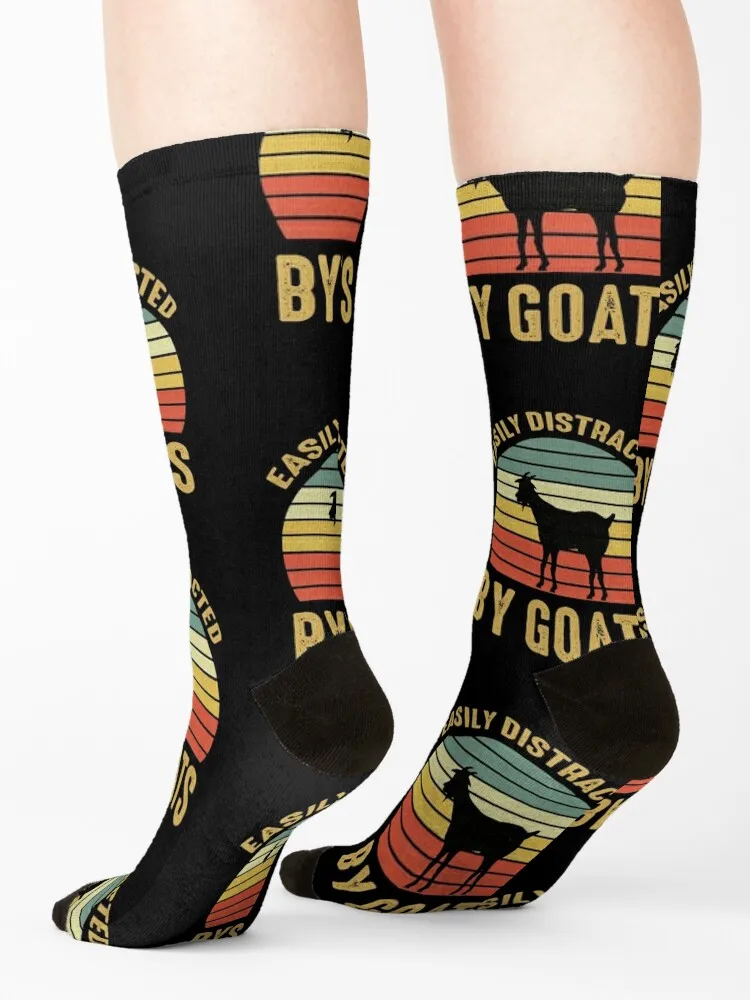 Easily distracted by goats ,goat gifts for goat lovers Socks Crossfit crazy Hiking boots moving stockings Male Socks Women's