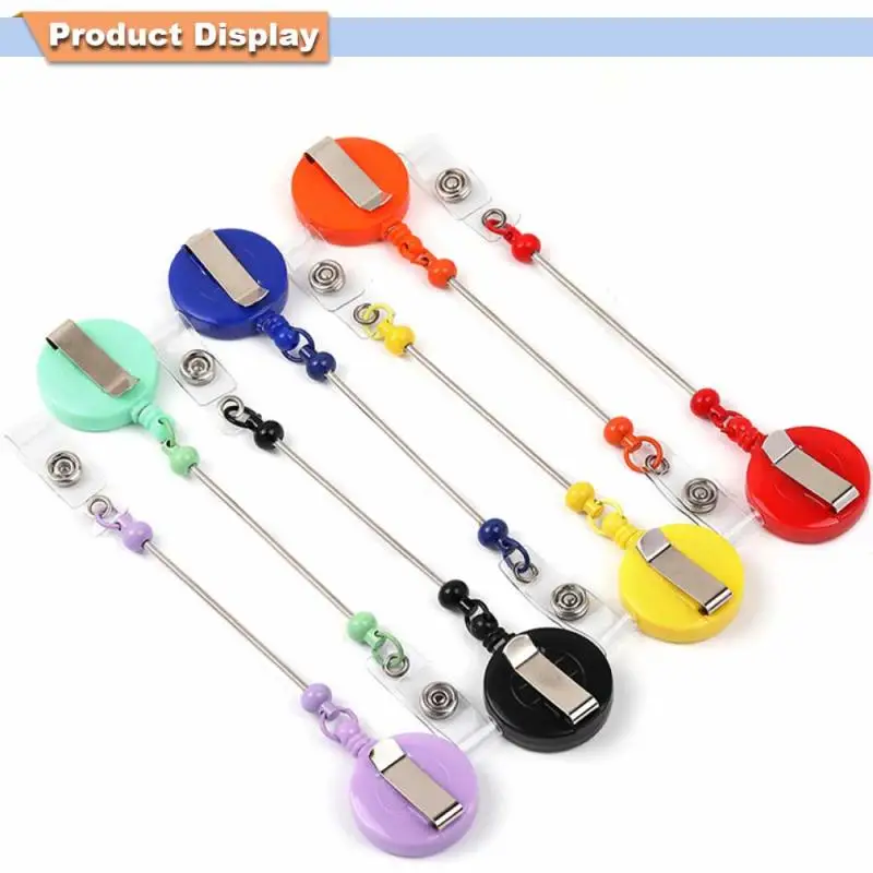 Color Retractable Pull Badge ID Lanyard Name Tag Card Badge Holder Reels Key Rings Anti-Lost Chain Clips School office Supply