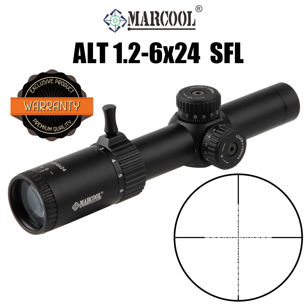 Marcool HD 1.2-6X24 SF Riflescope for Hunting 30mm Tube SFP Locked Airsoft Equipment Tactical Optic Sight Fit .223 .308 AR15