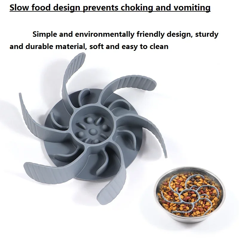 Medium/Large Dog Anti-Choking Slow Food Feeder Pet Slow Food Divider with Suction Cup Wind Wheel Silicone Dog Food Bowl Liner