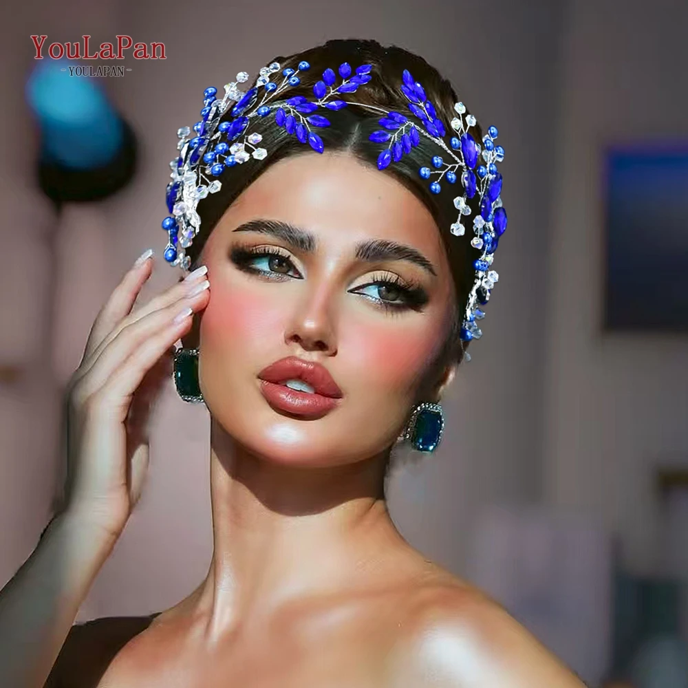 

TOPQUEEN Shiny Rhinestone Headband Wedding Bride Headpiece Women Banquet Party Headwear Fashion Handmade Hair Accessories HP935