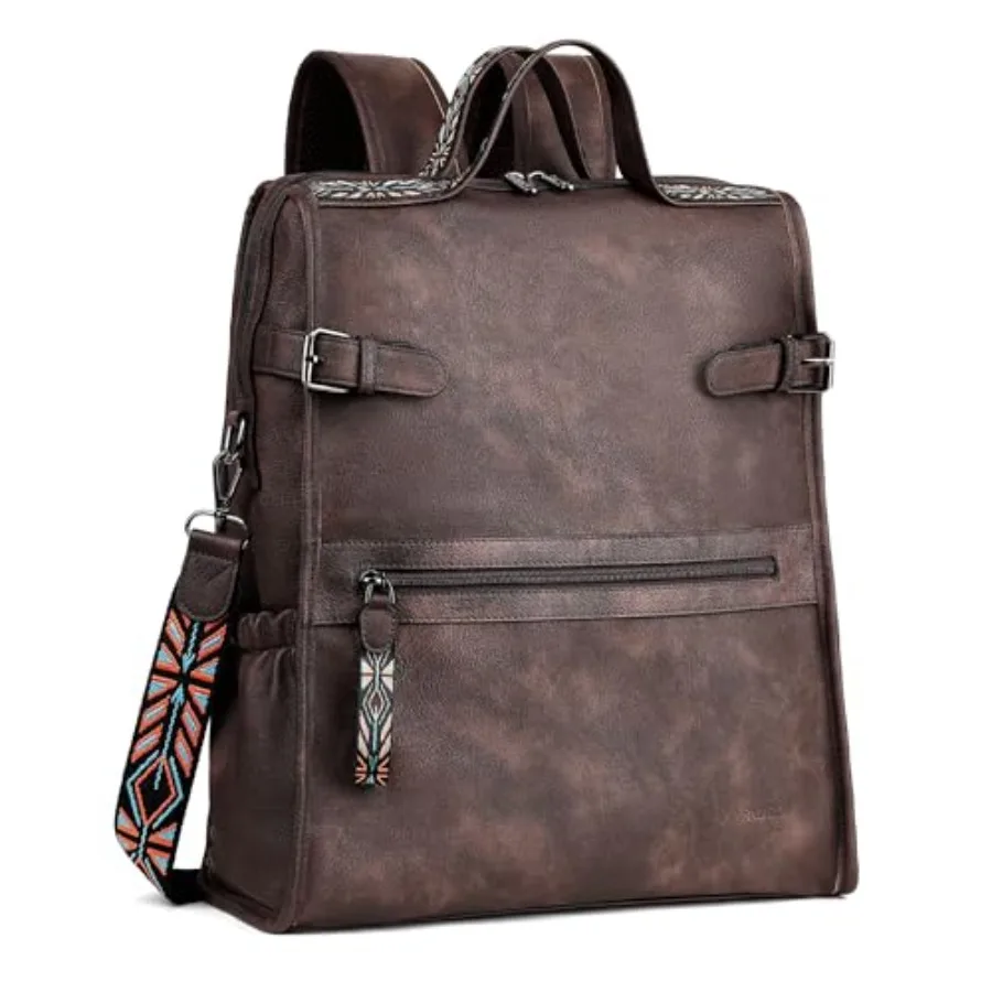 

Leather Laptop Backpack for Women, Designer Ladies Work Travel Computer Backpack with Laptop Compartment