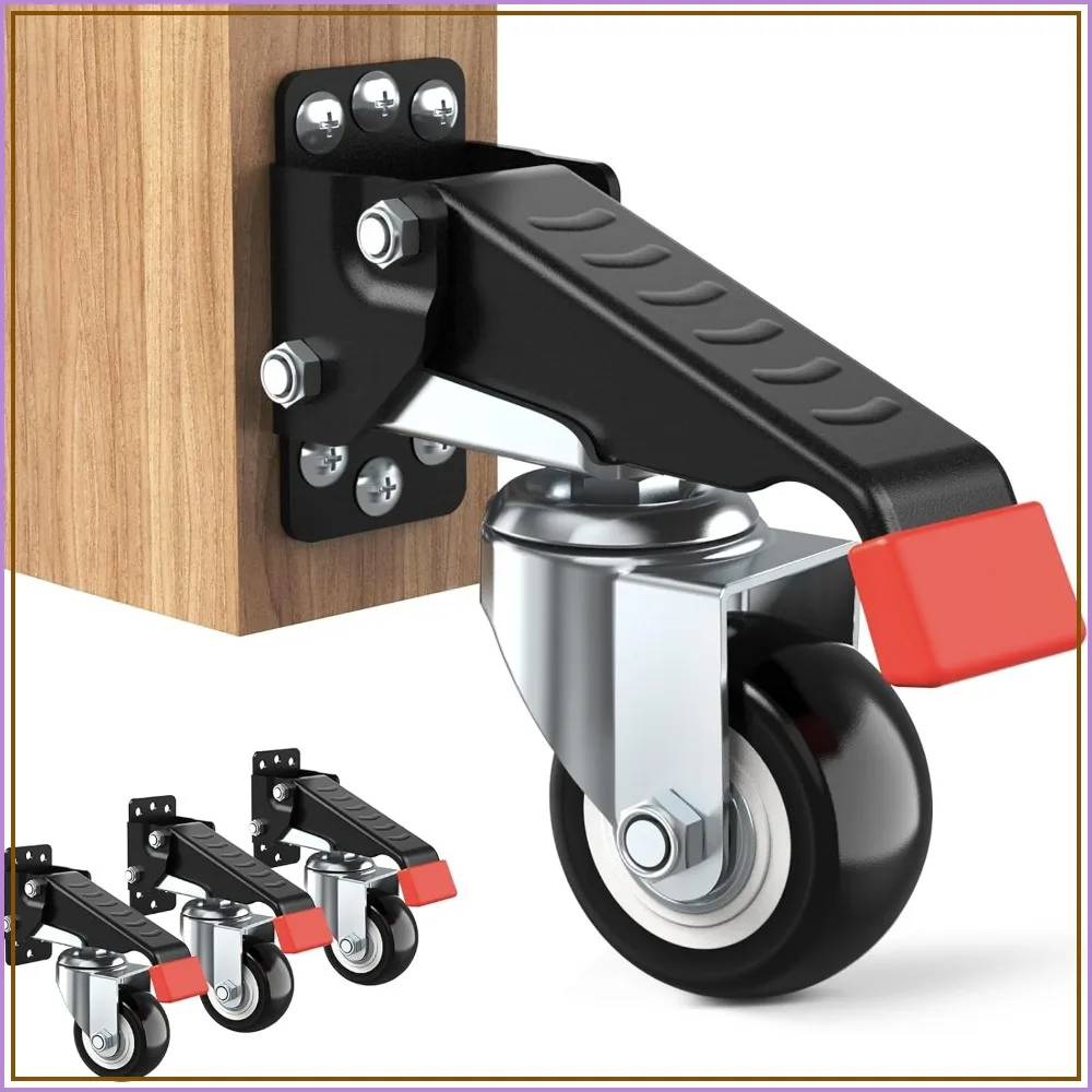

Retractable Workbench Caster Kit 660 Lbs - Heavy Duty Wheels for Workbenches, Machinery & Tables, 4 Pack