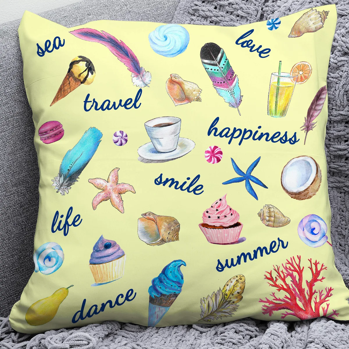 

Cartoon Pattern Throw Pillow Cover Home Living Room Decoration Sofa Cushion Pillow Cover