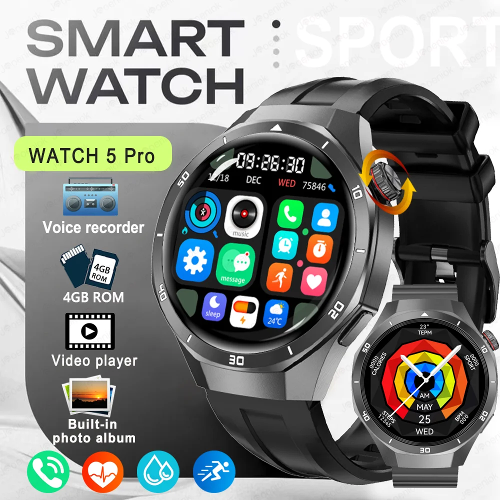 

2025 New Smart Watch Men Video Playback Record 4GB Large Memory Heart Rate Sport Fitness Waterproof Bluetooth Call Smartwatch