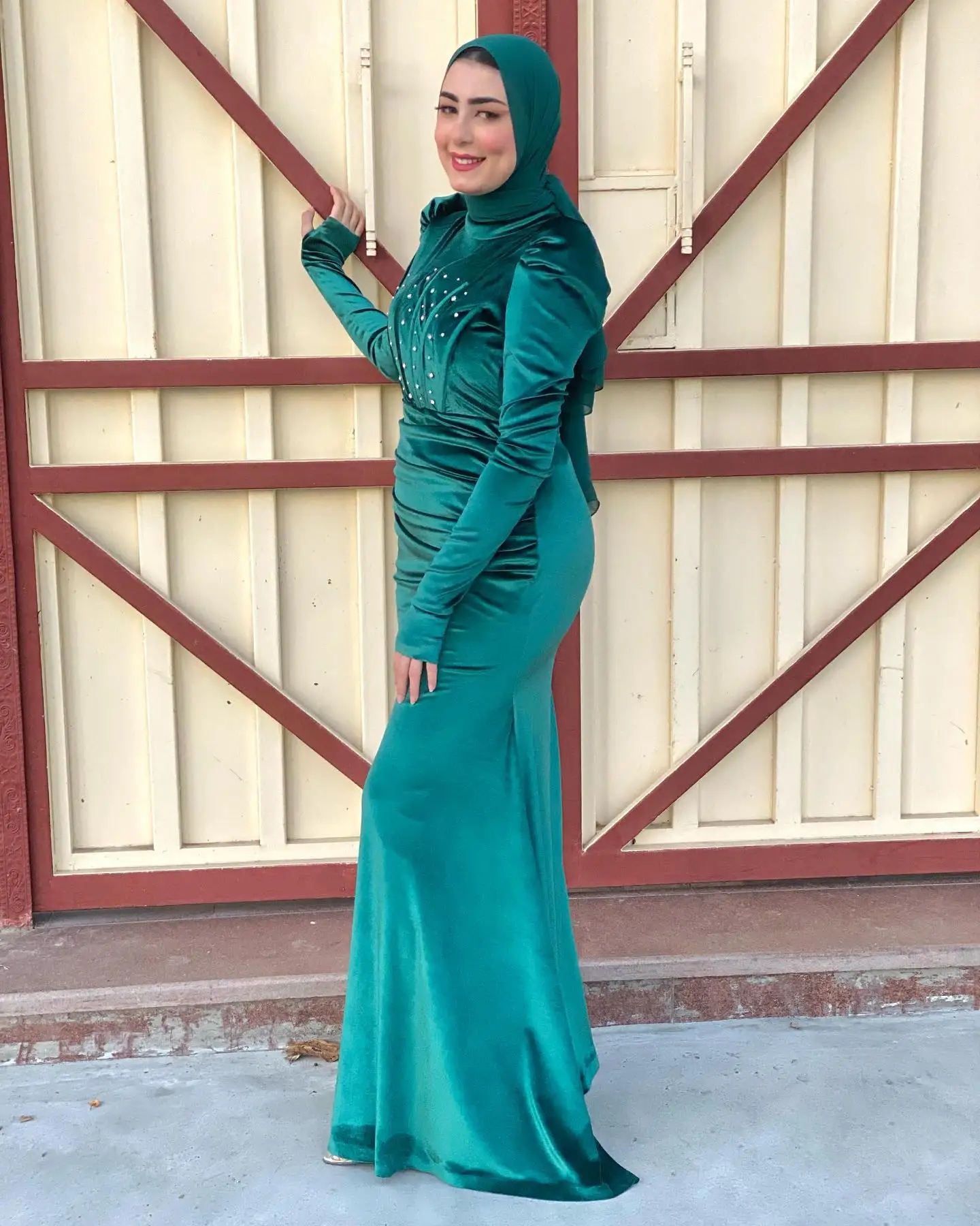 Jirocum zeemeermin moslim avondjurk dames diamant schildpad hals lange mouw feestjurk vloerlengte speciale gelegenheidsjurken