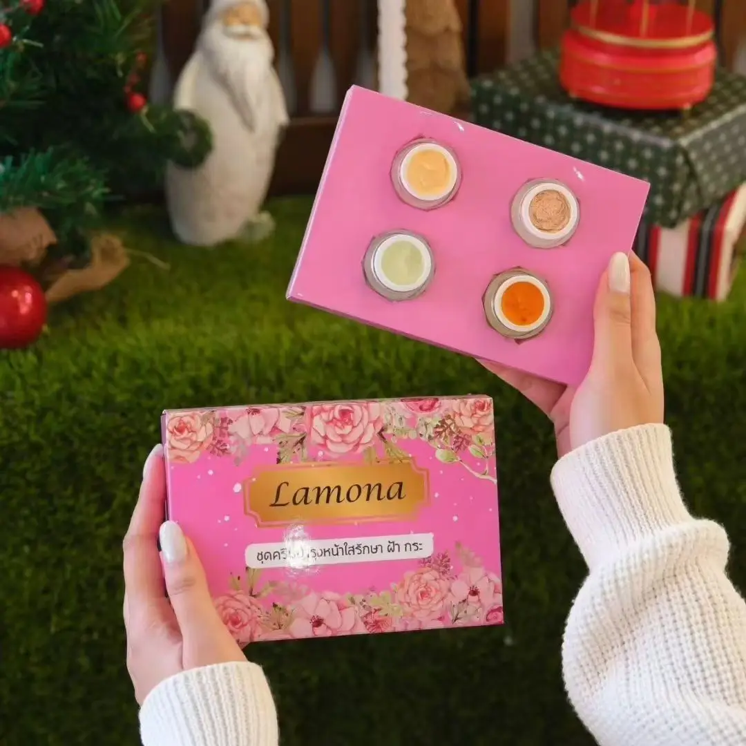 Thailand LaMONa Face Cream Set 4pcs with Whitening Freckle Removal Cream Day Night Moisturizer for Acne Sensitive Skin Skincare