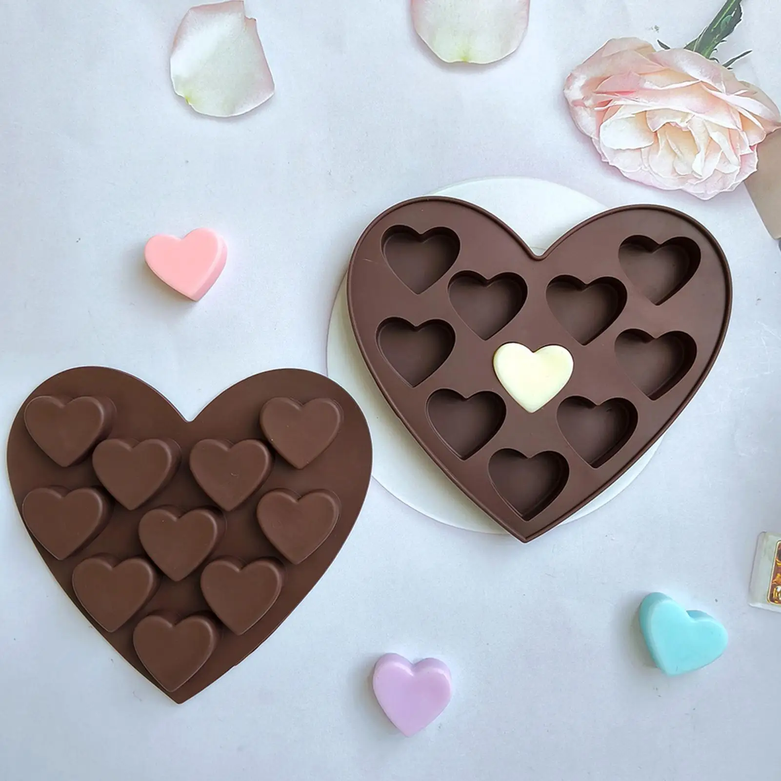 Heart Shape Silicone Chocolate Mold Food Grade Biscuits Candy Mould DIY Fondant Molds