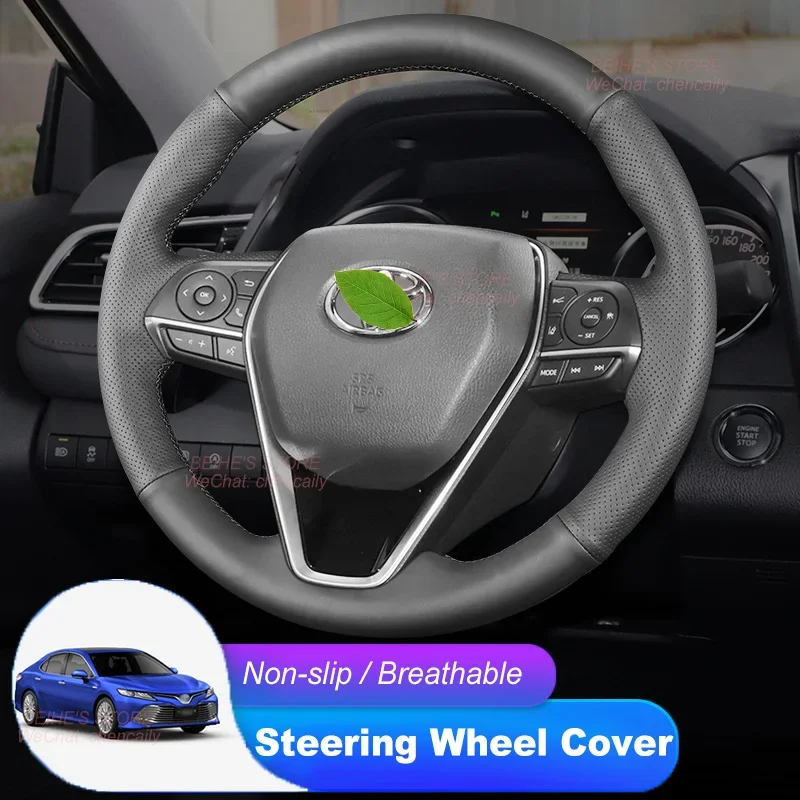 

Чехол на руль автомобиля из кожи наппа и алькантары ручной работы для Toyota Camry, Levin, Avalon, Frontlander, Corolla Cross, RAV4