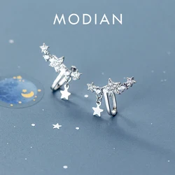 Modian Genuine 925 Sterling Silver Twinkling Zircon Stackable Star Clips Earring for Women Fashion Weddding Party Fine Jewelry