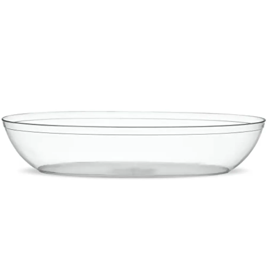 Disposable Oval Serving Bowls, Party Snack or Salad Bowl, 32-Ounce, Plastic Crystal Clear Pack of 4
