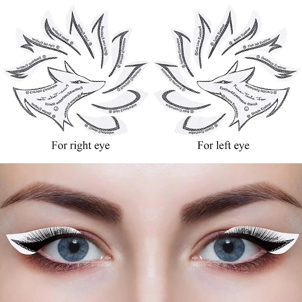 A set of eye makeup templates, lazy eye shadow and eyeliner helper stickers, a magic tool for beginners to do eye makeup
