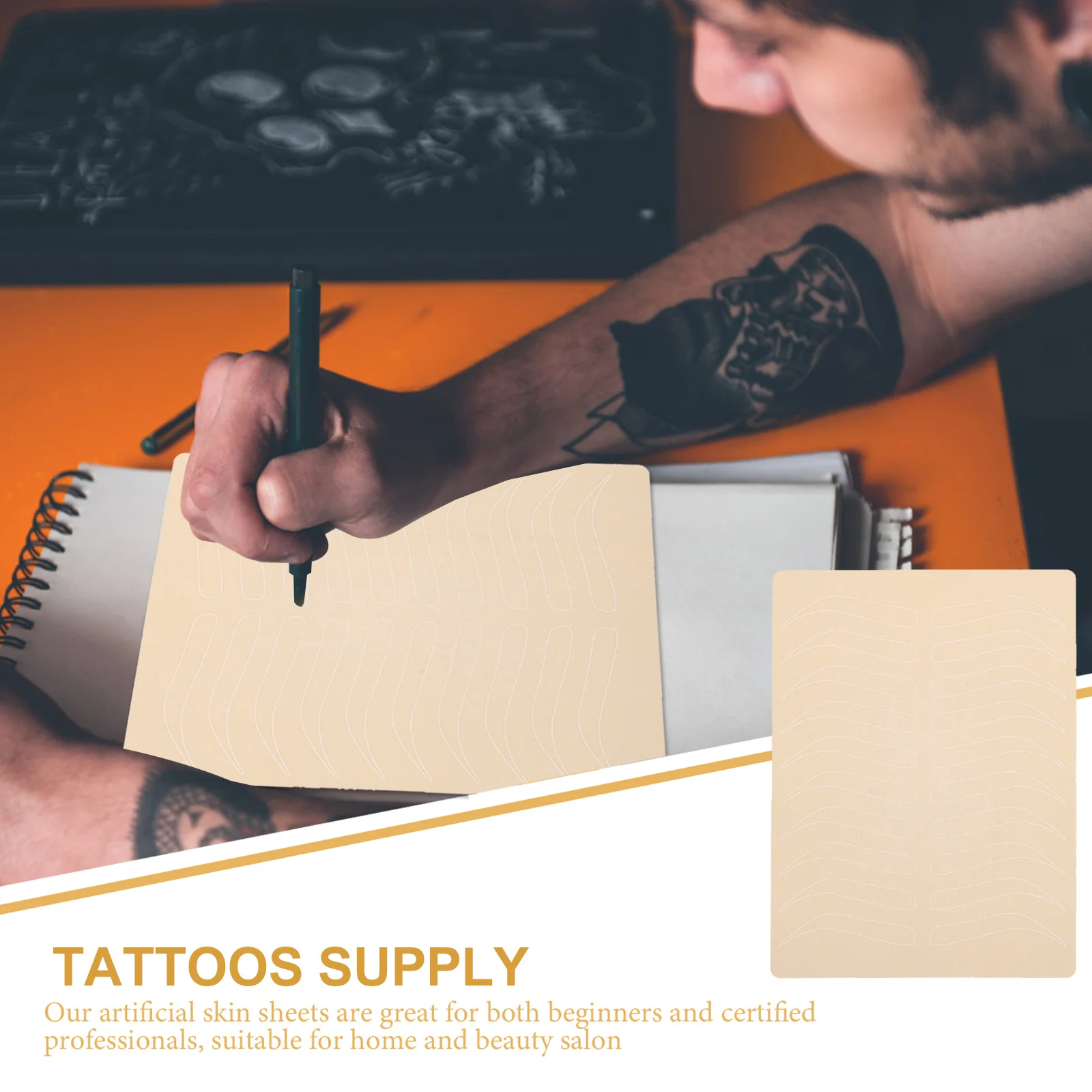 

4 Sheets Tattoo Practice Skin Synthetic Skin Like Material for Beginners Artists Training Tools Shading Outlining Techniques